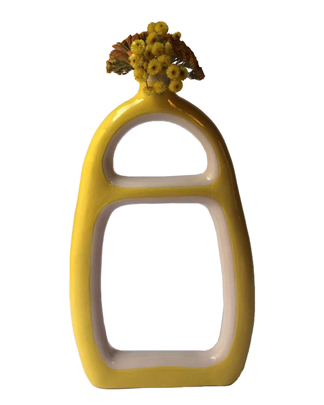 Earthenware light yellow vase