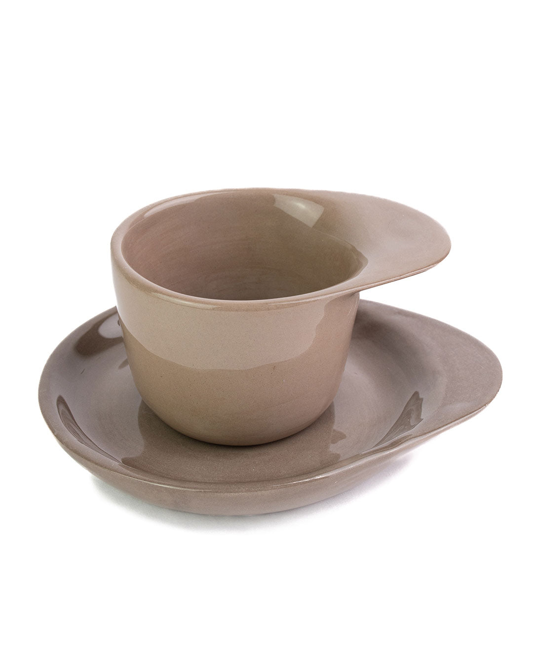 Ameno Tea Cup brown with Plate_pottery_nu ceramica