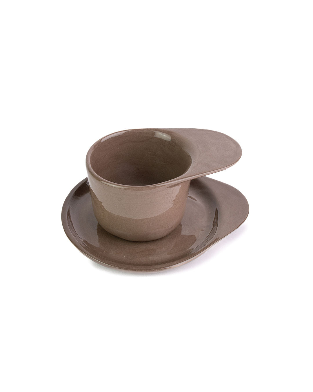 Ameno Espresso Cup brown with Plate_pottery_nu ceramica