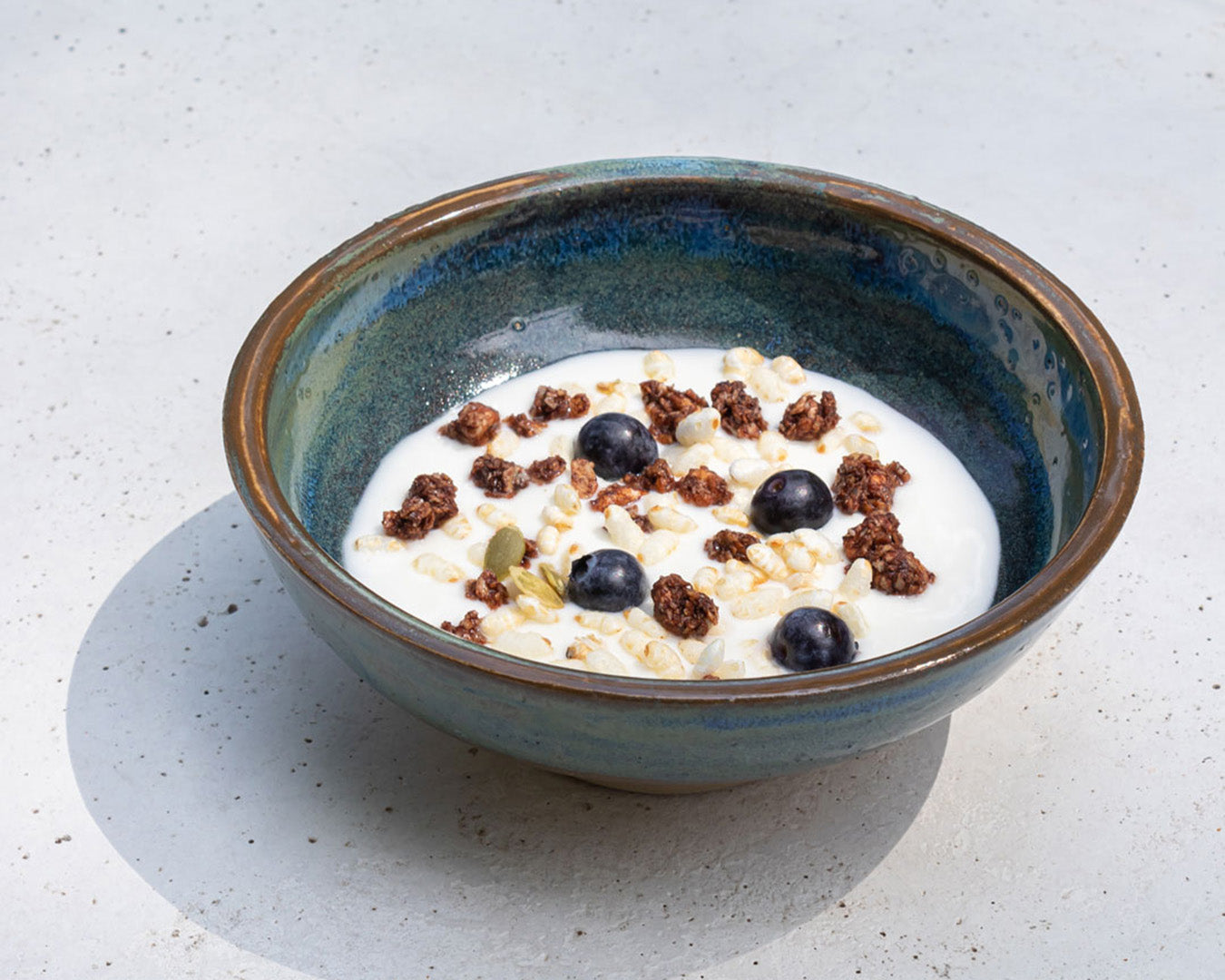 NoBake Granola Recipe Served in Handmade Ceramic Bowl