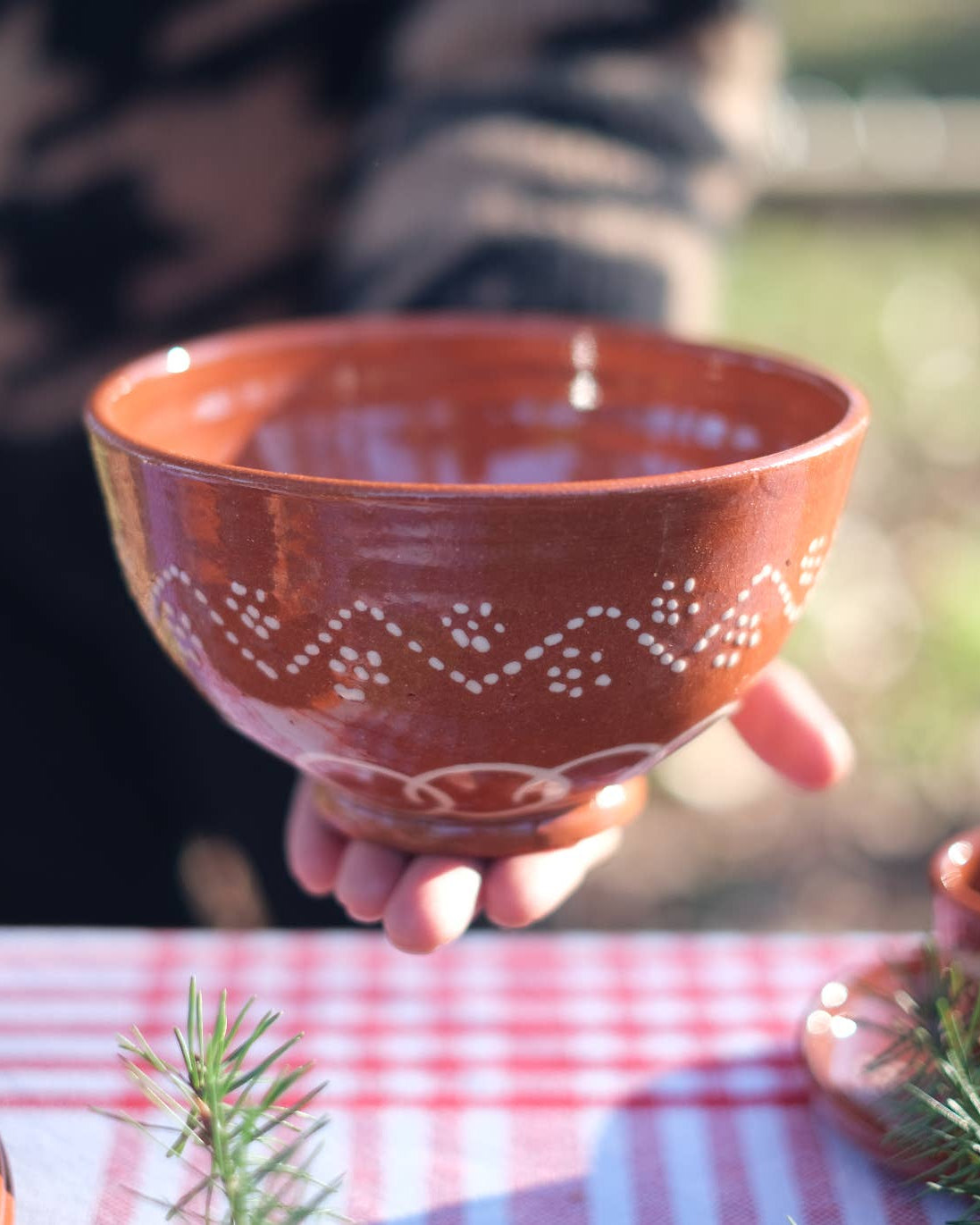 Hand-painted clay bowl