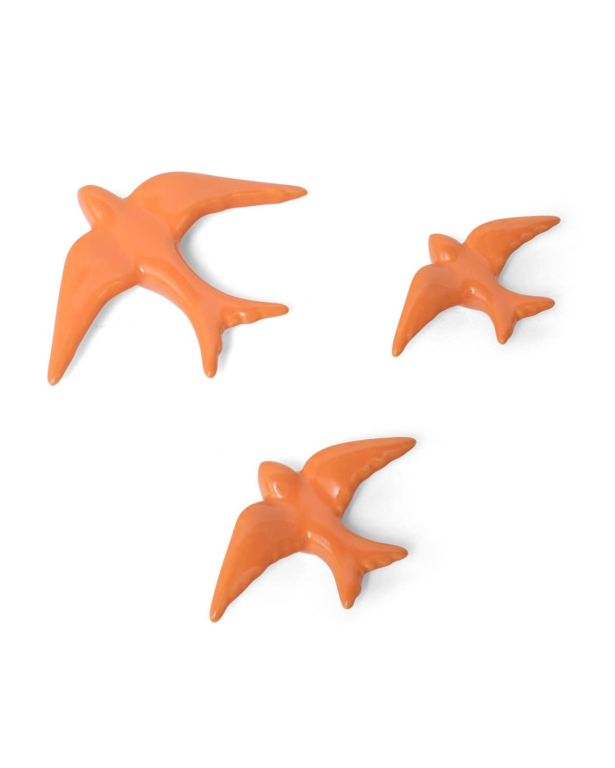 Glazed ceramic swallows (set of 3)