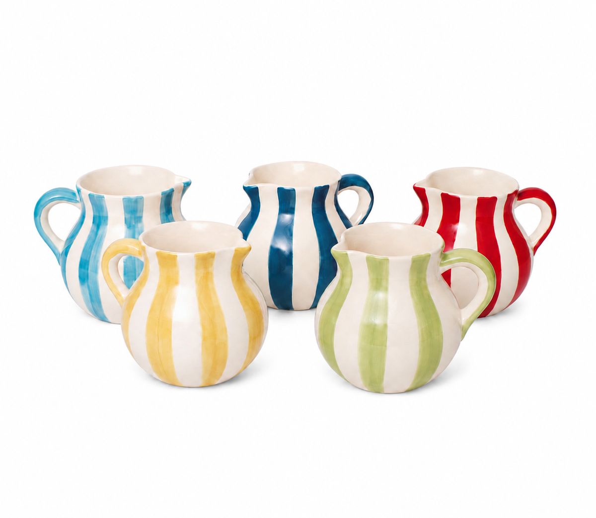 Hand-painted striped ceramic jug