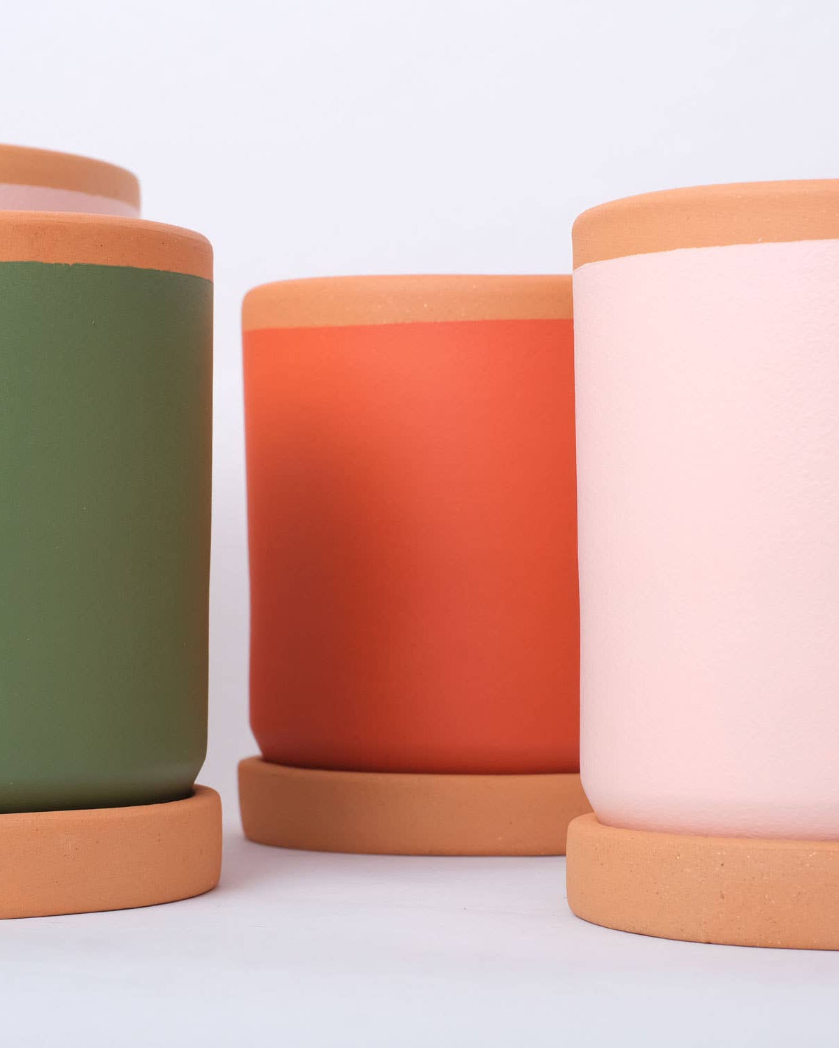 Painted clay pot with saucer – Small