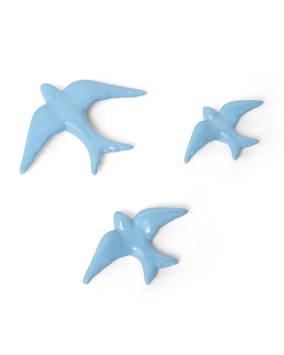 Glazed ceramic swallows (set of 3)