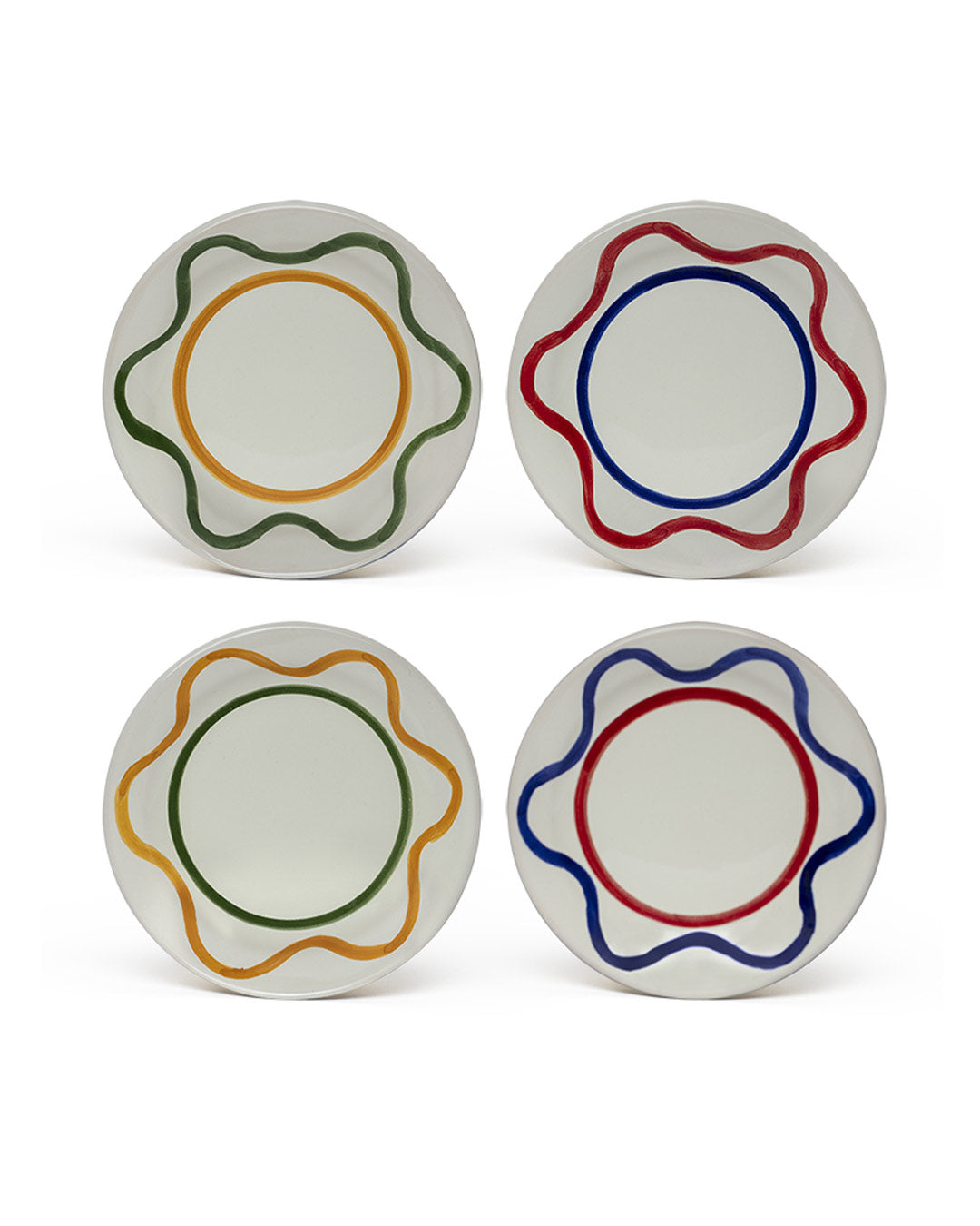 Wavy-Lines Bread Plates - coasters MIX - Set of 4