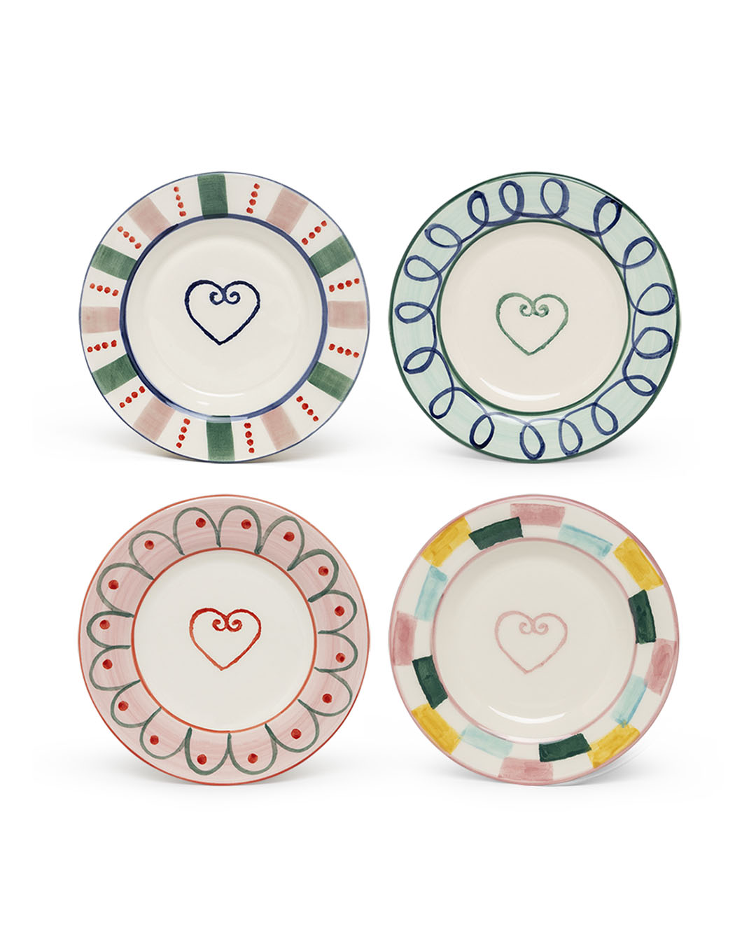 Heart bread plates - coasters MIX - Set of 4
