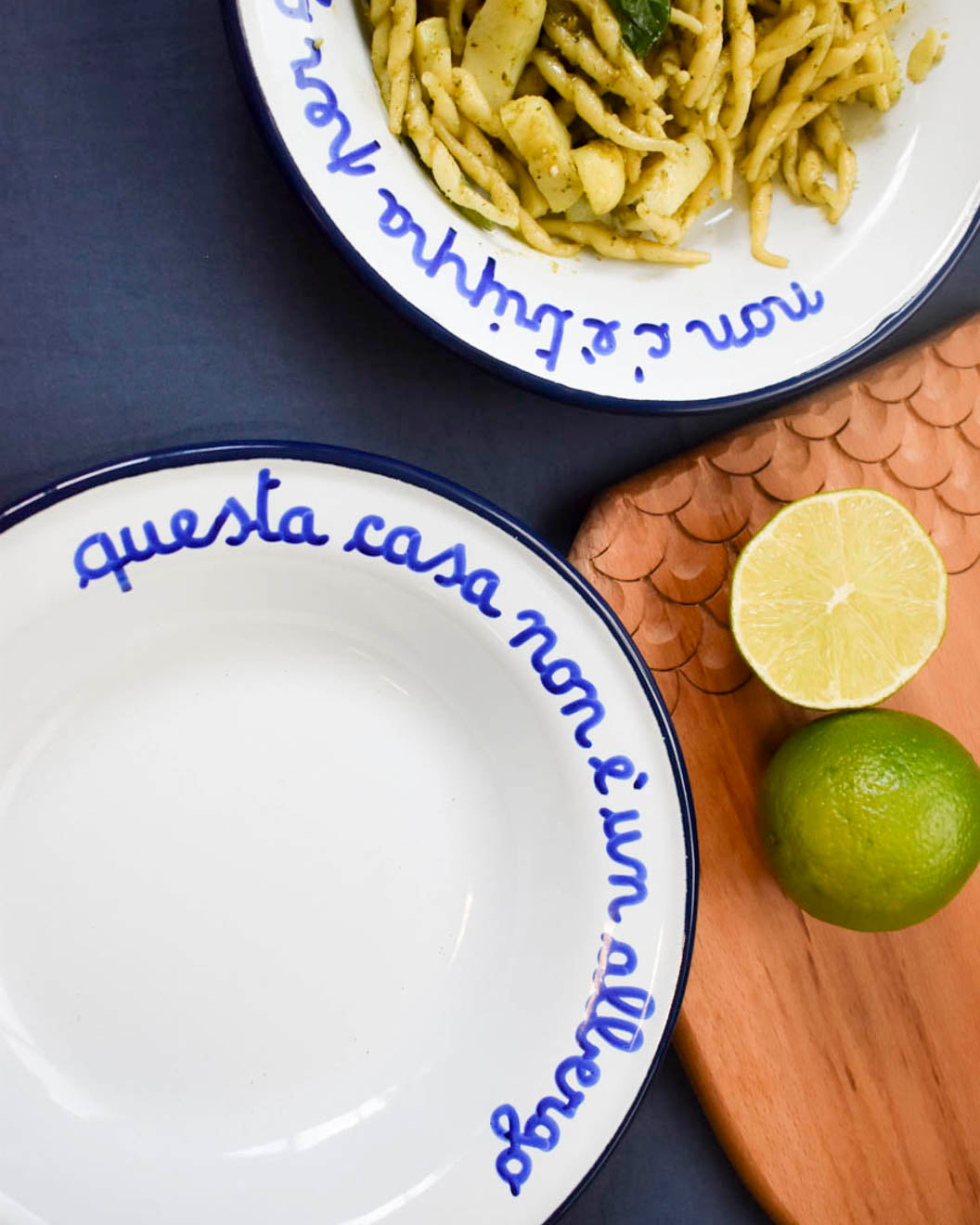 Hand written - vintage style enamel deep plate - Alt Means Old