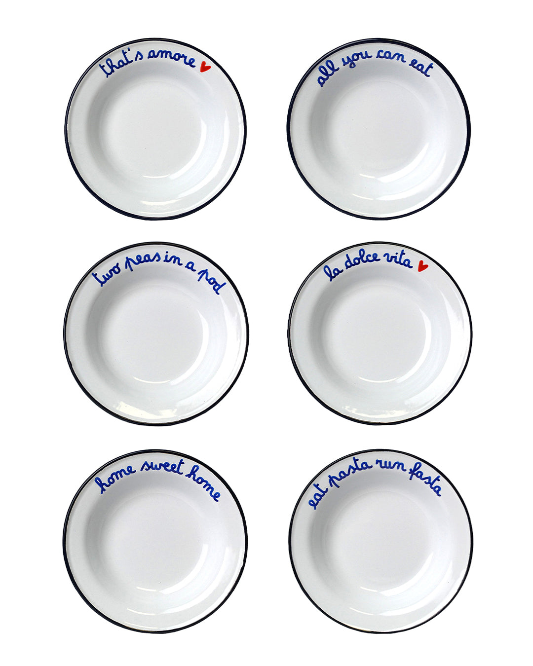 Enamel deep plate English MIX - Set of 6 (-10%)