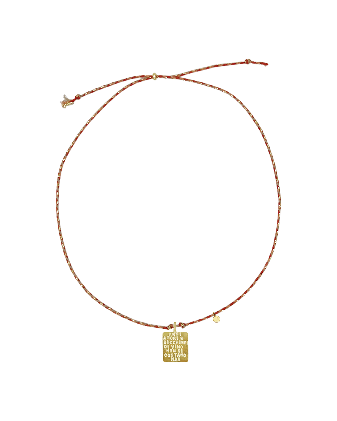 "Anni amori e bicchieri di vino non si contano mai" Cord Necklace