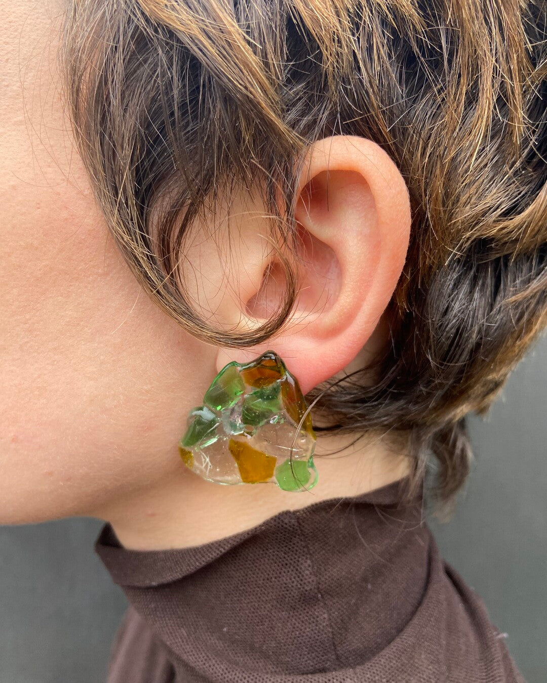 Puzzle upcycled earrings