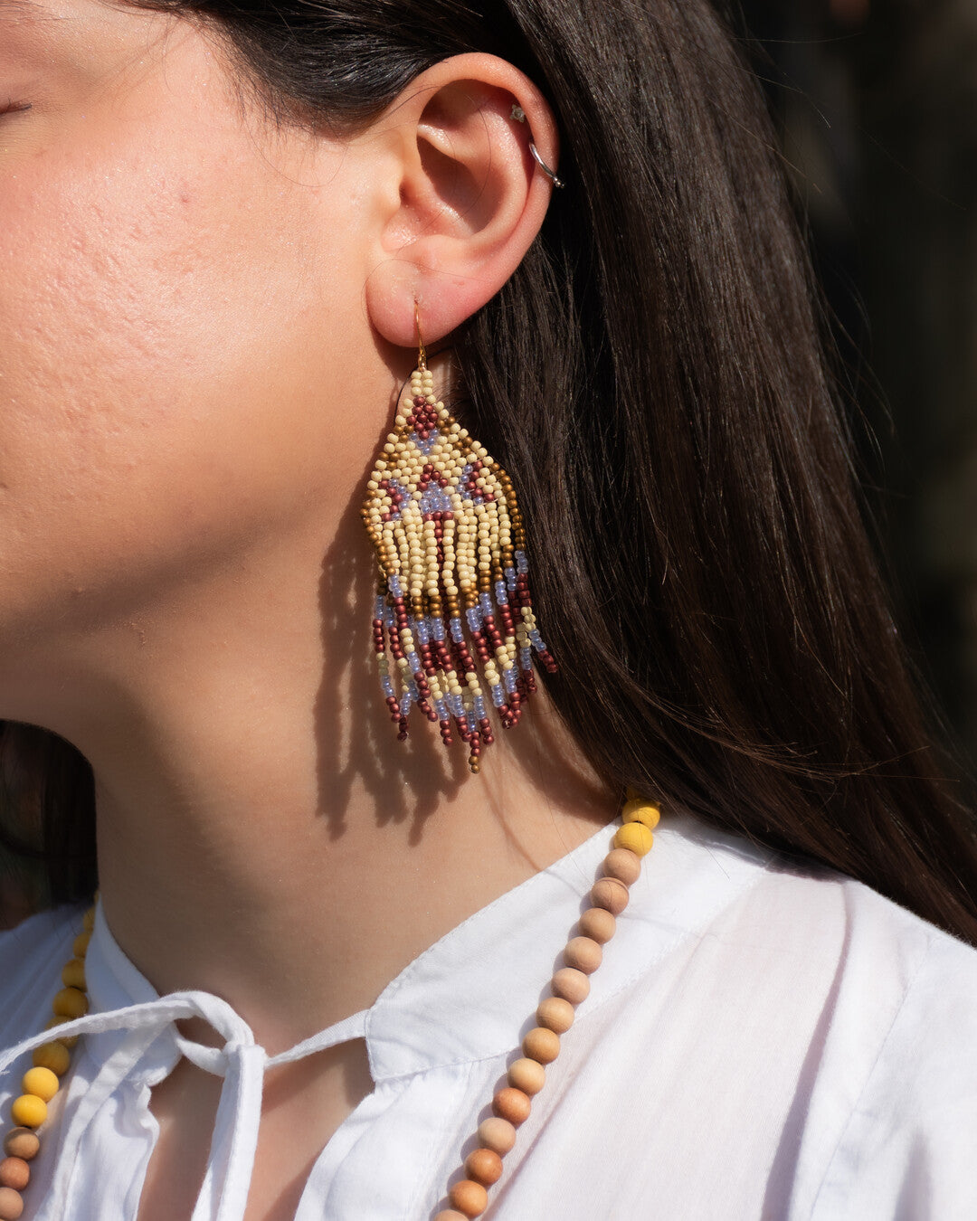 "Texas Moon" beaded earrings