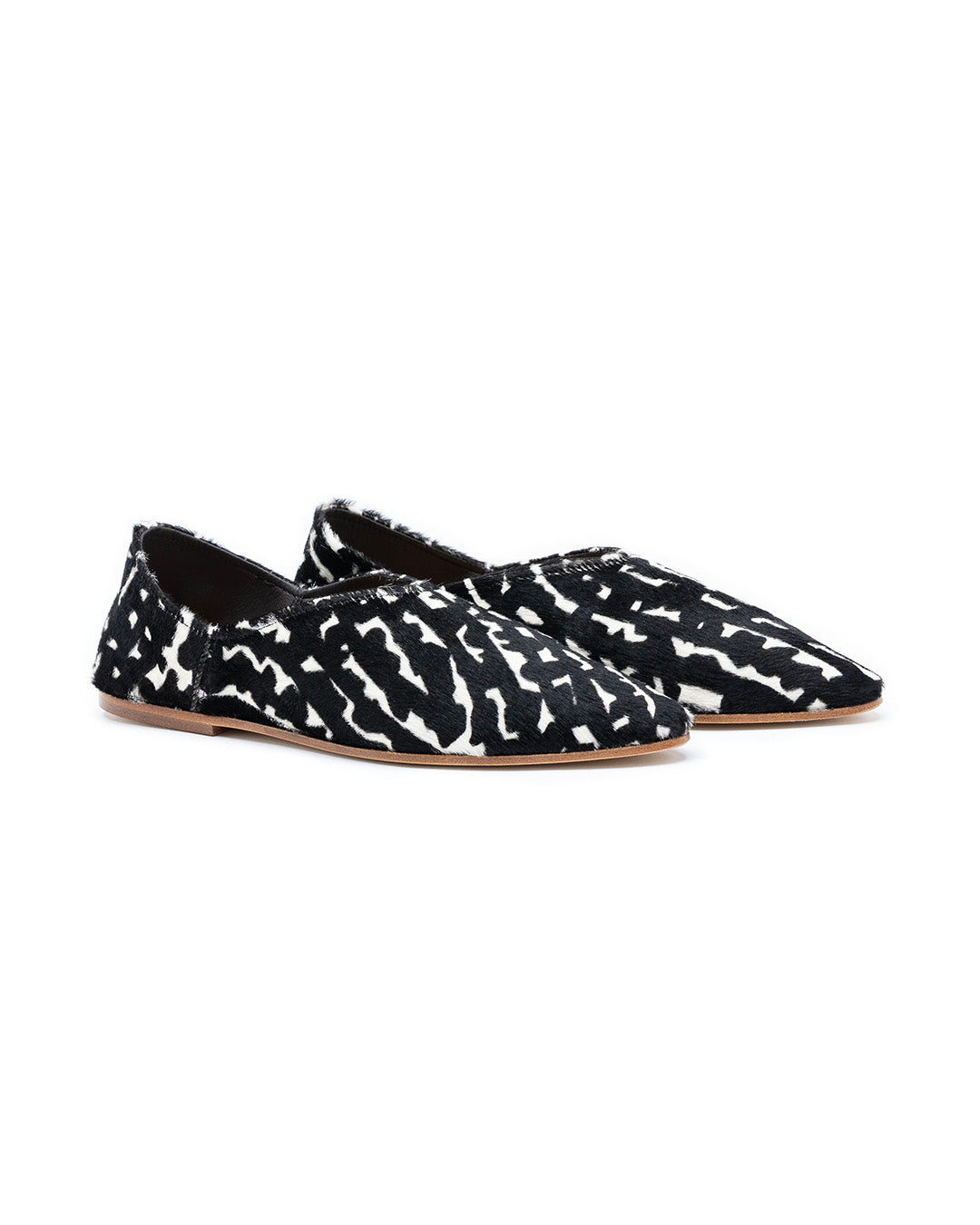 Babù Milano Leather Flats - Black and White Cavallino