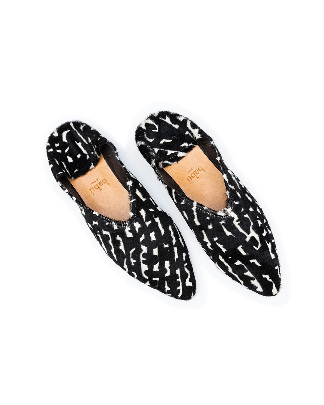 Babù Milano Leather Flats - Black and White Cavallino