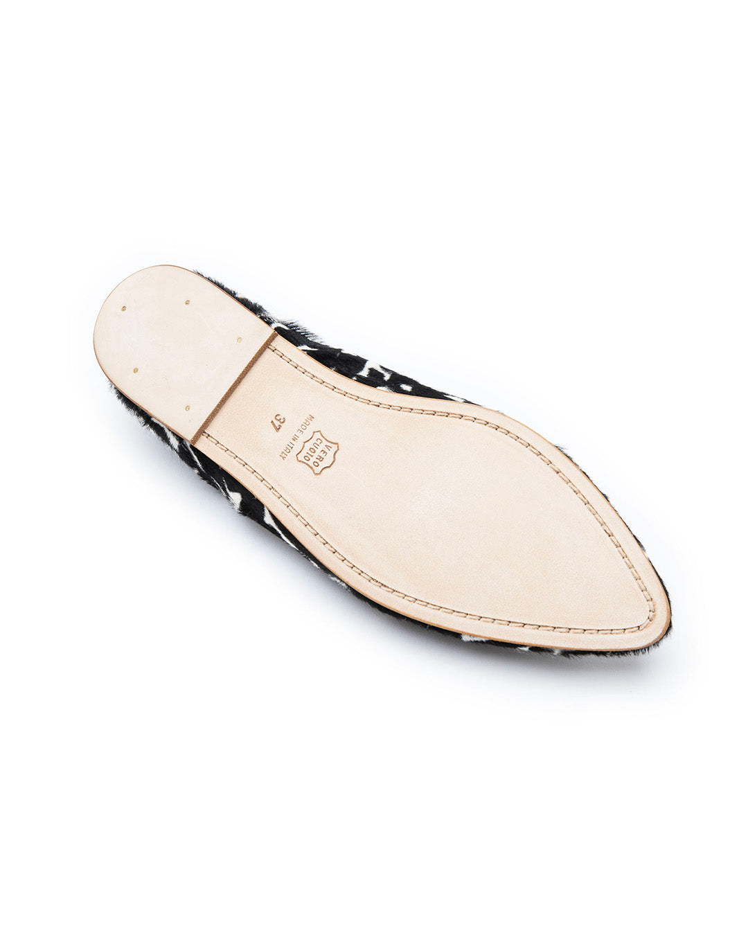 Babù Milano Leather Flats - Black and White Cavallino