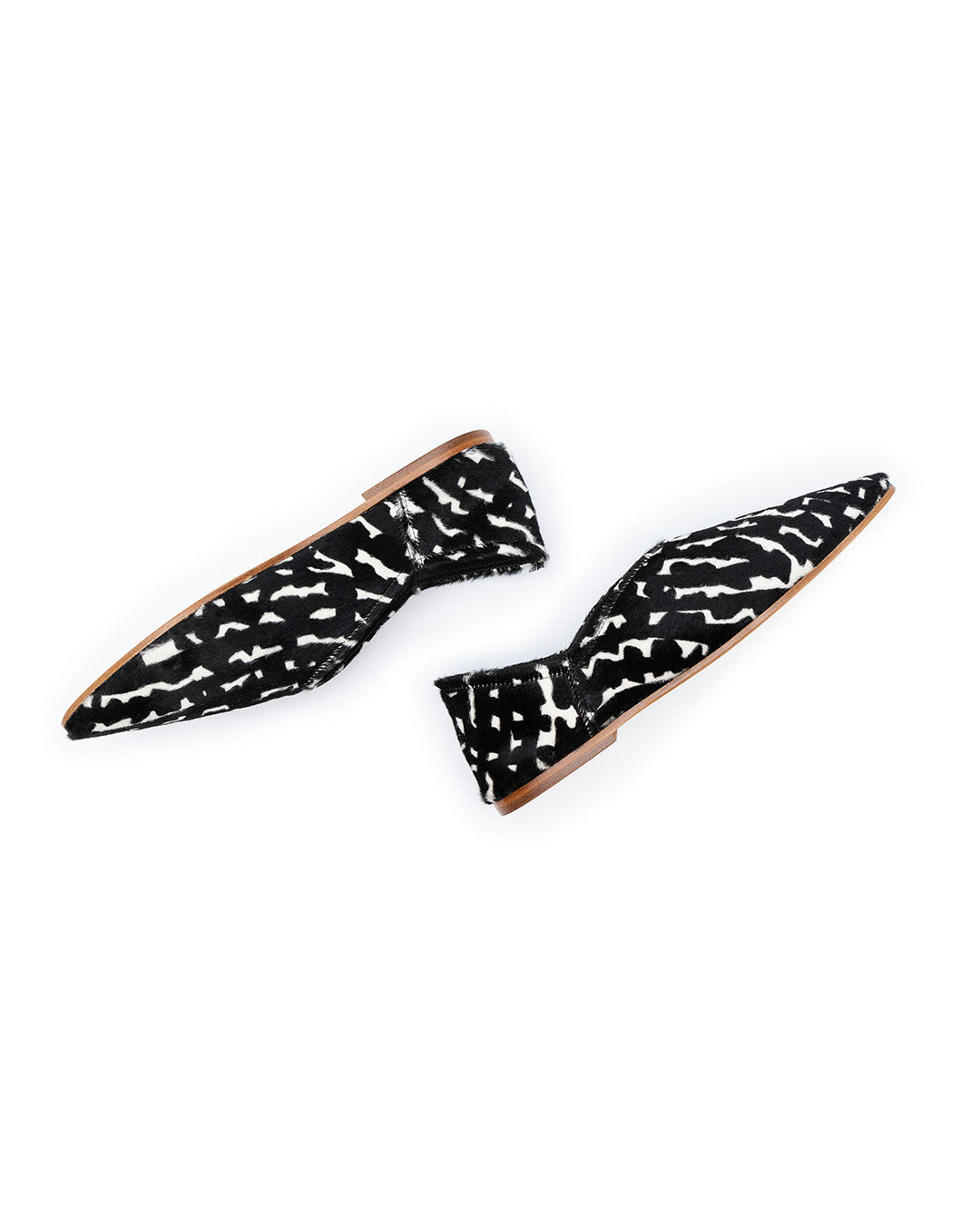 Babù Milano Leather Flats - Black and White Cavallino