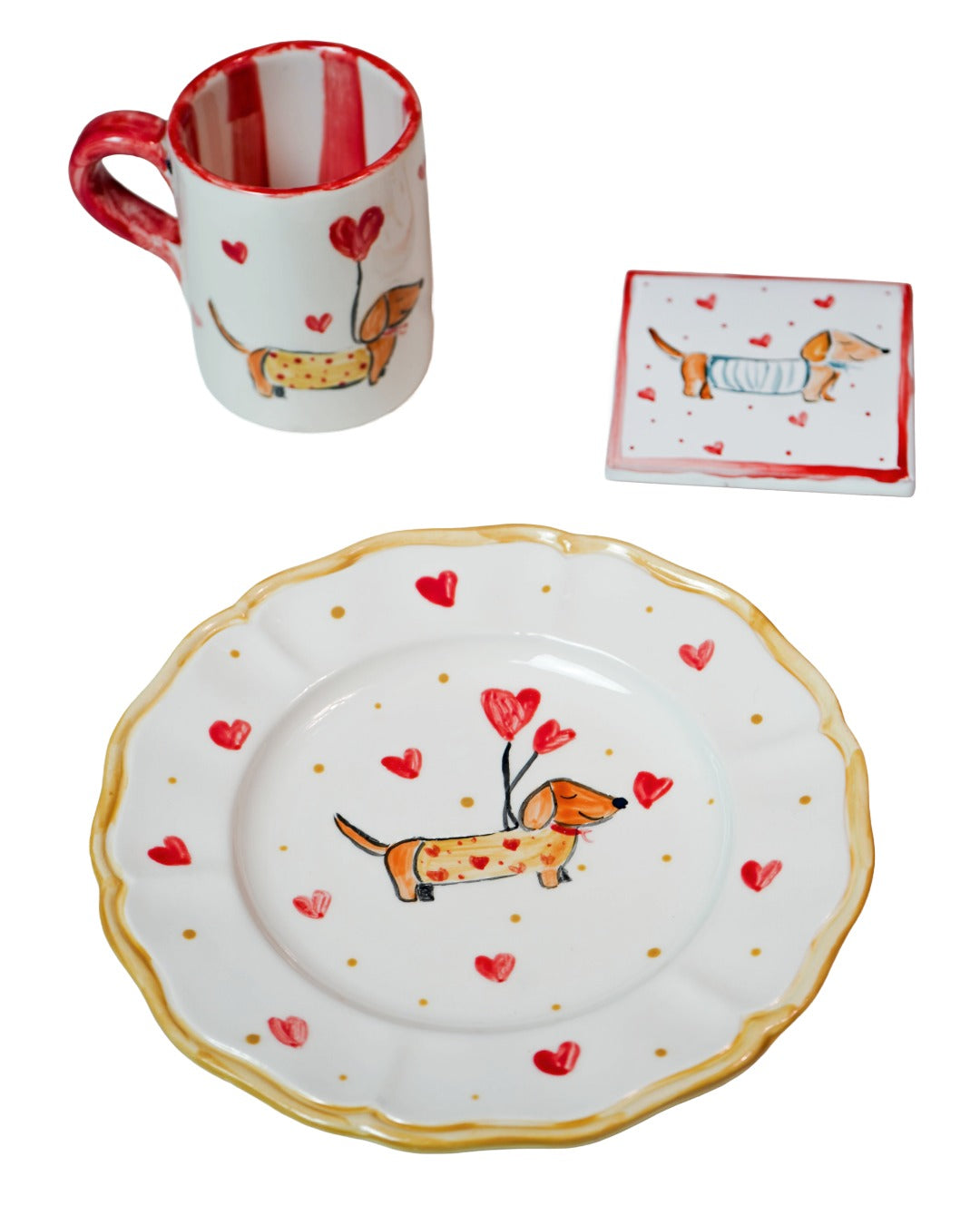 Scalloped Dachshund Set | 22cm