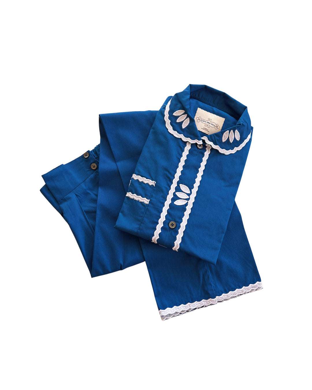 Set pigiama ricamato di lusso - Blu Majorelle
