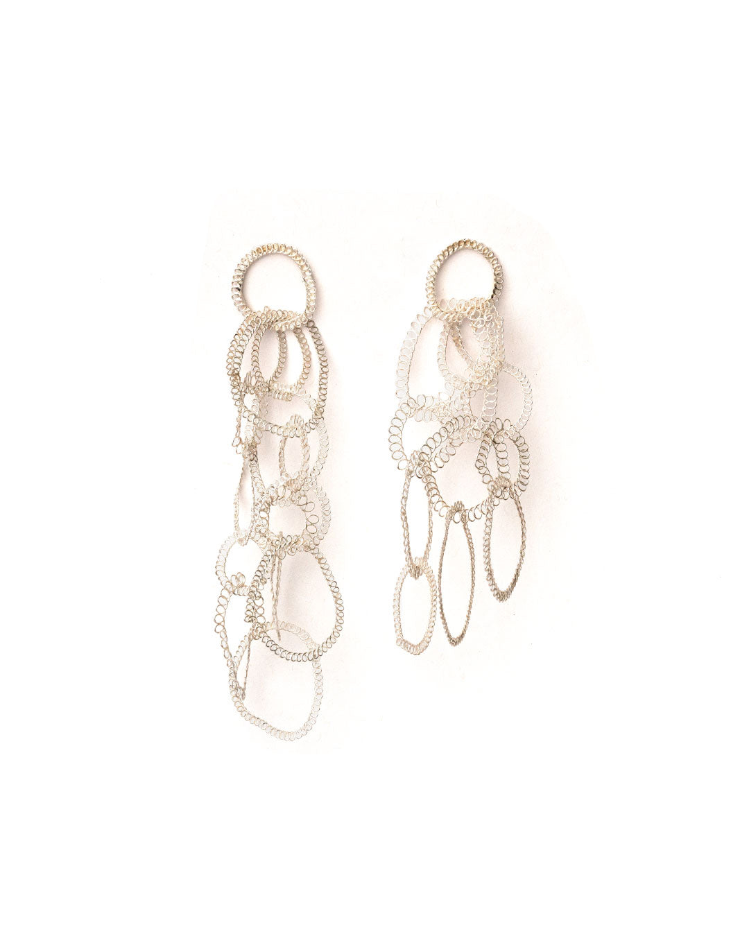 Long Chain Silver Filigree Earrings - Carla Movia