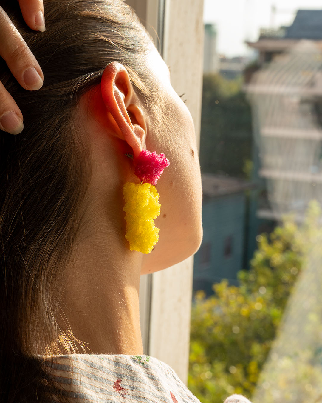 Double Sugar Earrings - Pink and yellow - Carla Movia