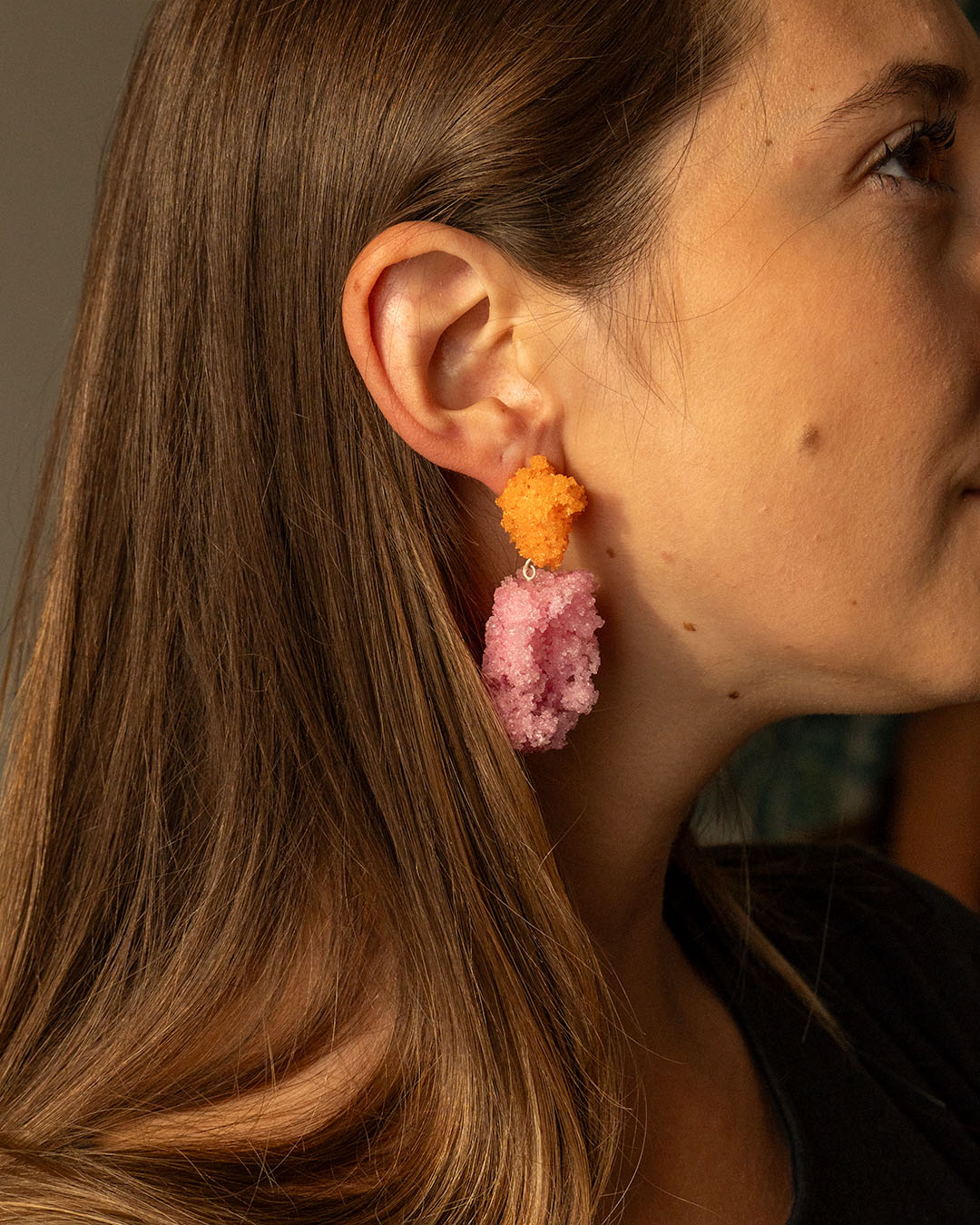 Double Sugar Earrings - Pink and orange - Carla Movia