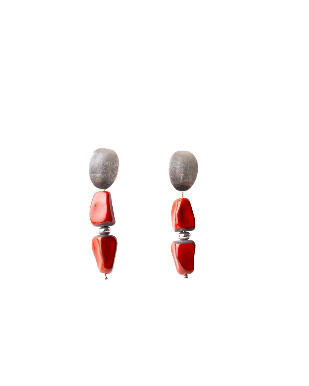 Totem - Boucles d'oreilles en porcelaine et argent