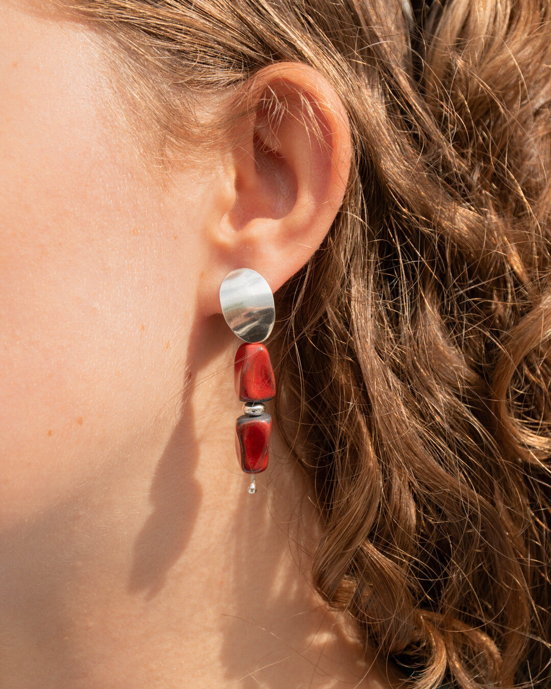 Totem Porcelain and Silver Earrings