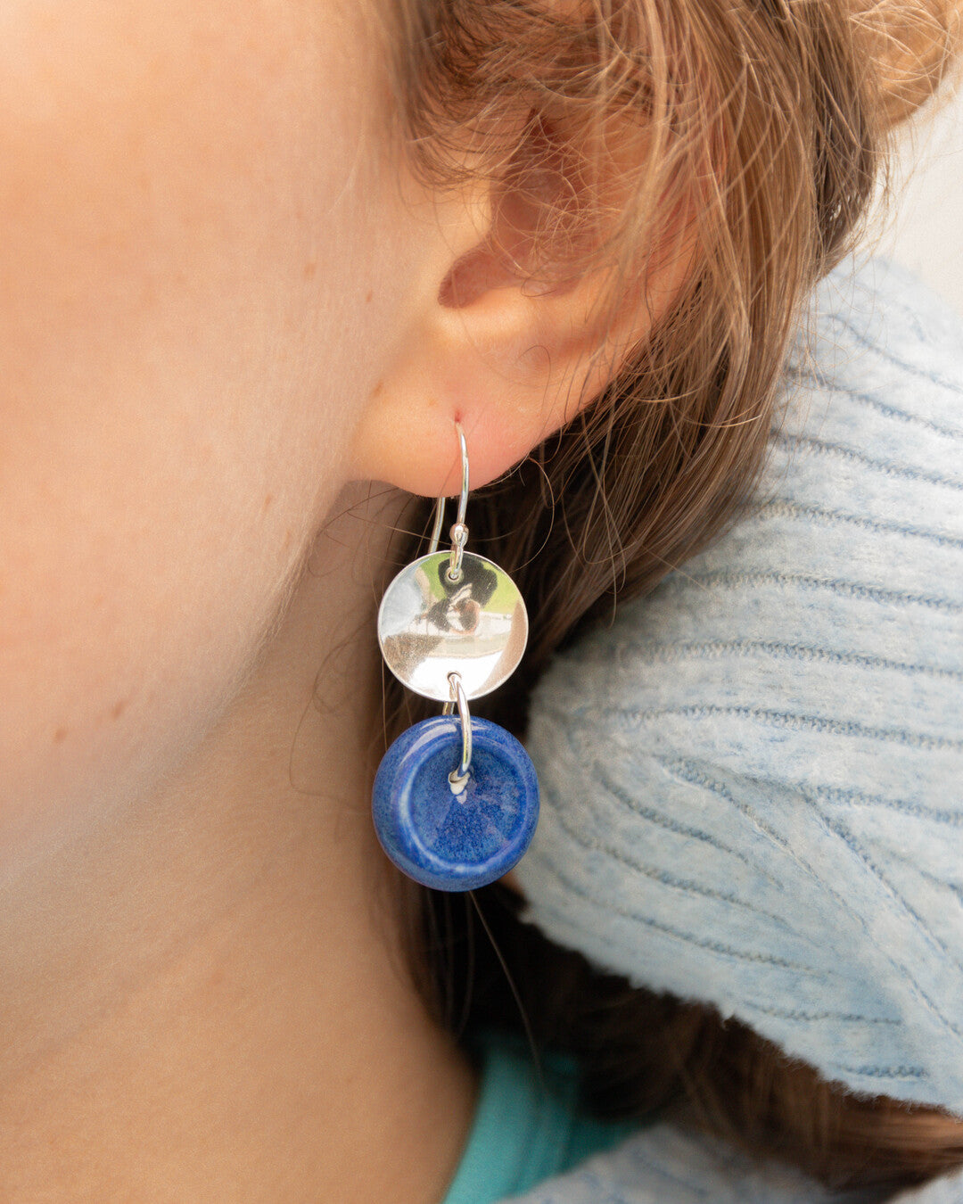 Balance Porcelain and Silver Earrings