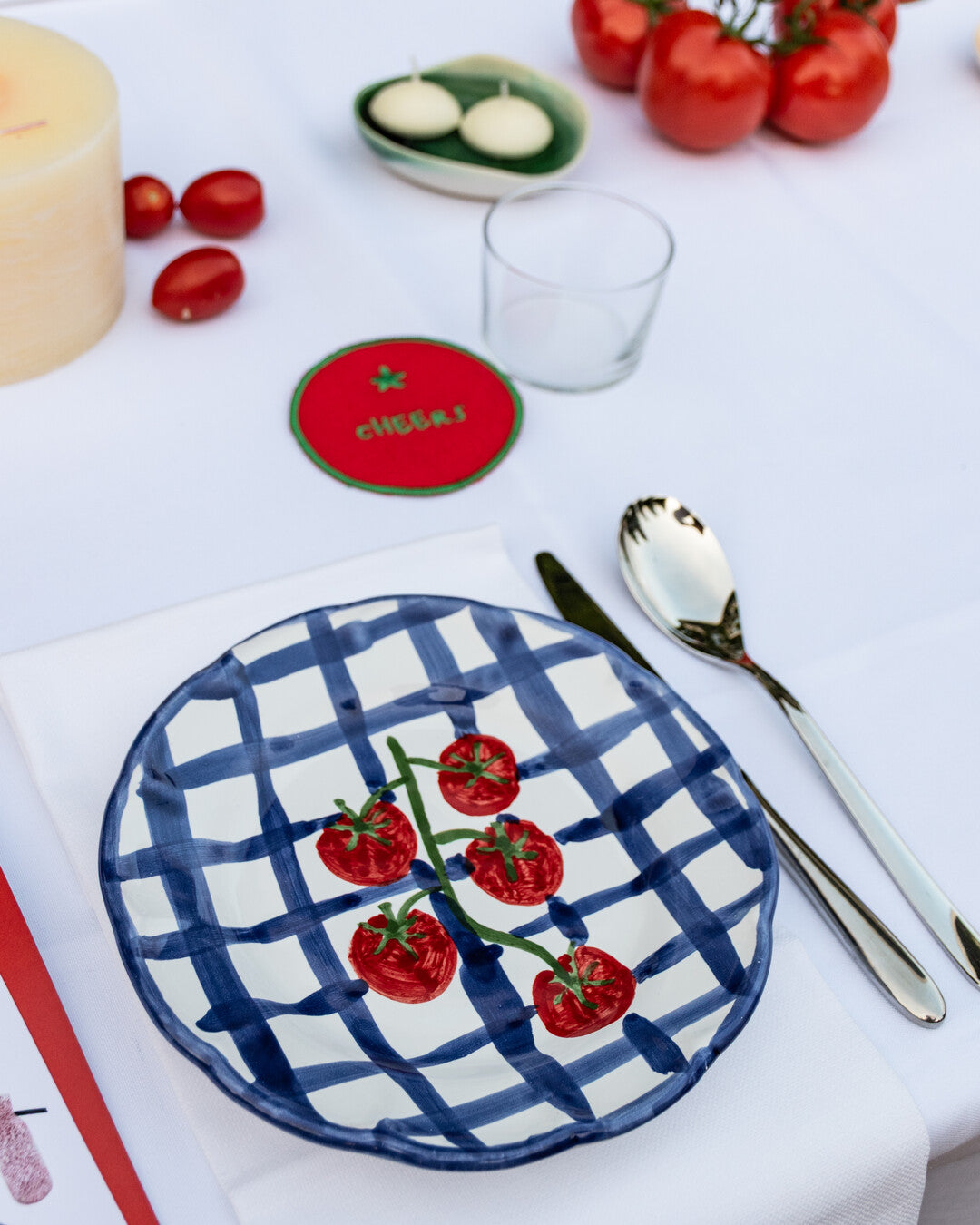 Tomato Dinner Plate - Blue & Green
