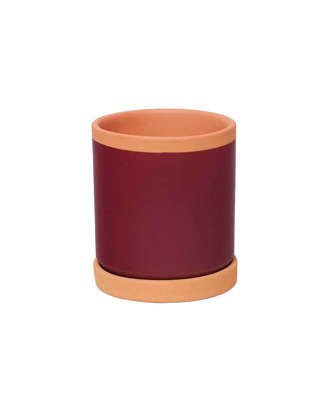 Painted clay pot with saucer – Small