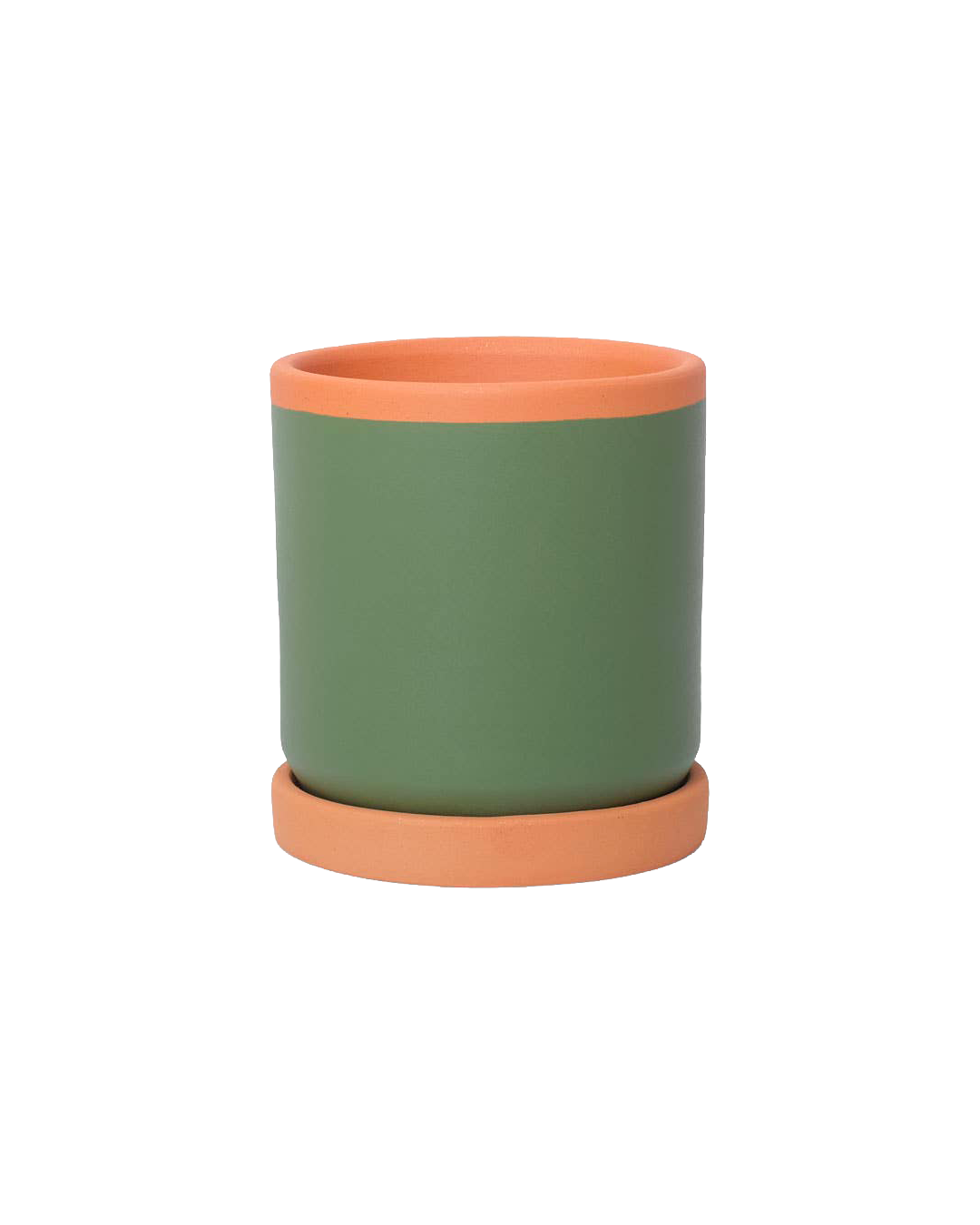 Painted clay pot with saucer – Small