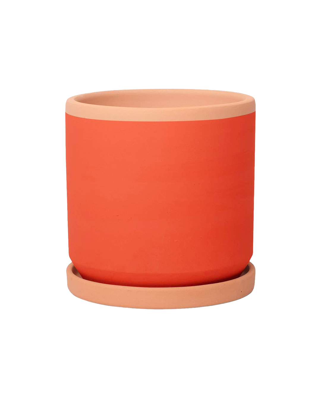 Painted clay pot with saucer – Medium