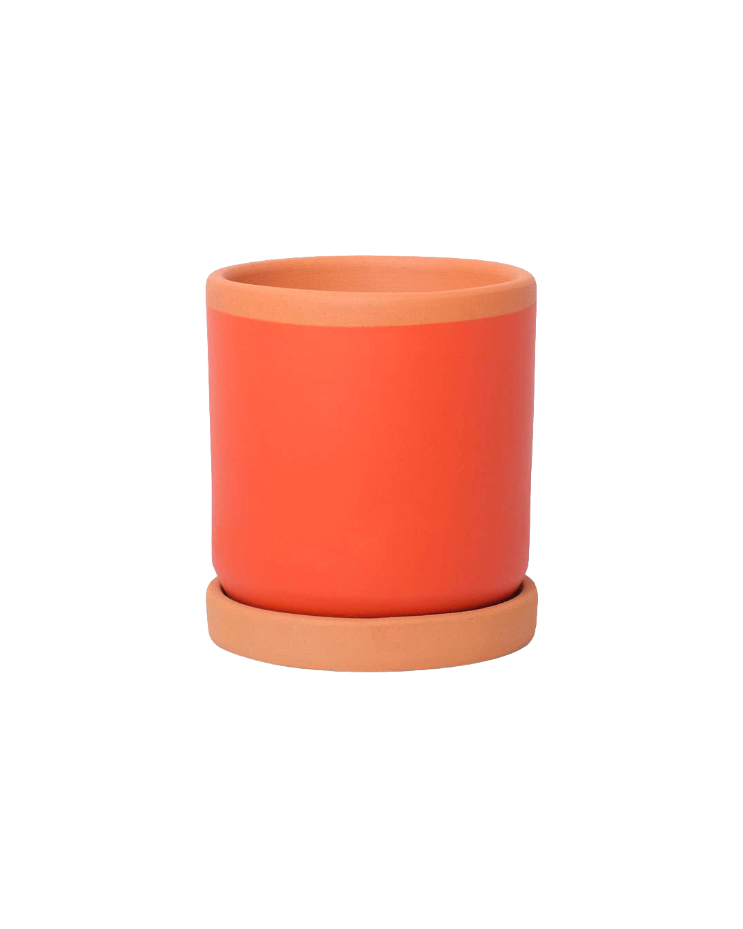 Painted clay pot with saucer – Small