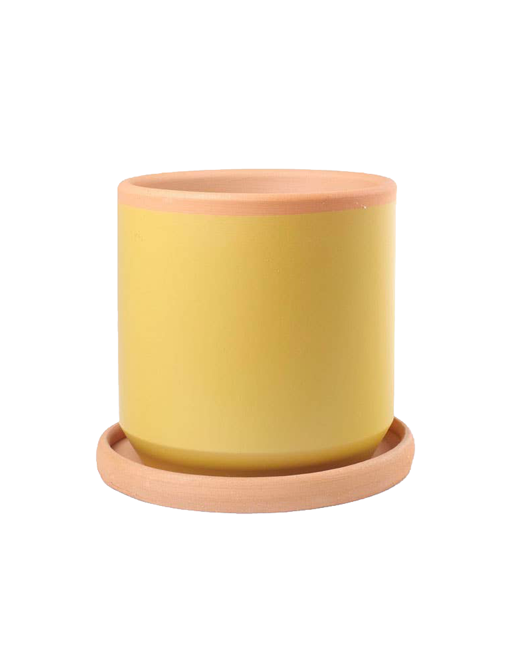 Painted clay pot with saucer – Medium