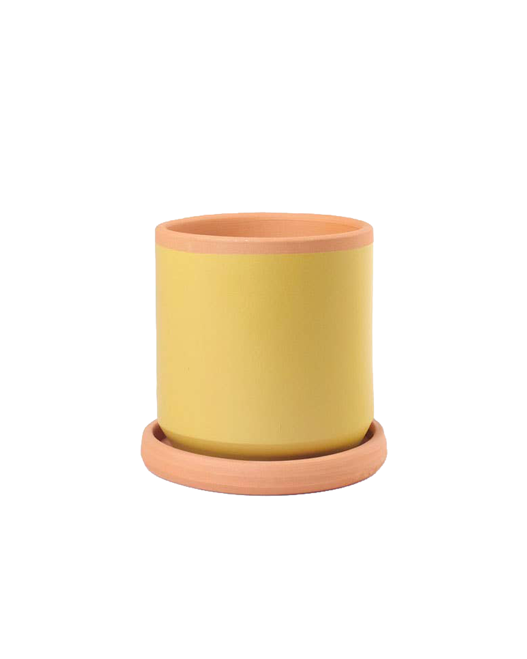 Painted clay pot with saucer – Small