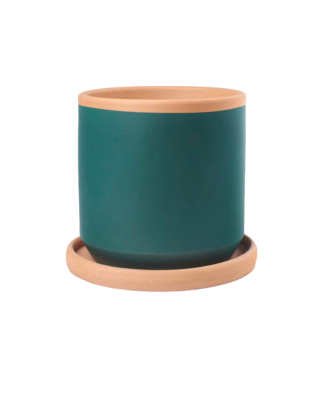 Painted clay pot with saucer – Medium