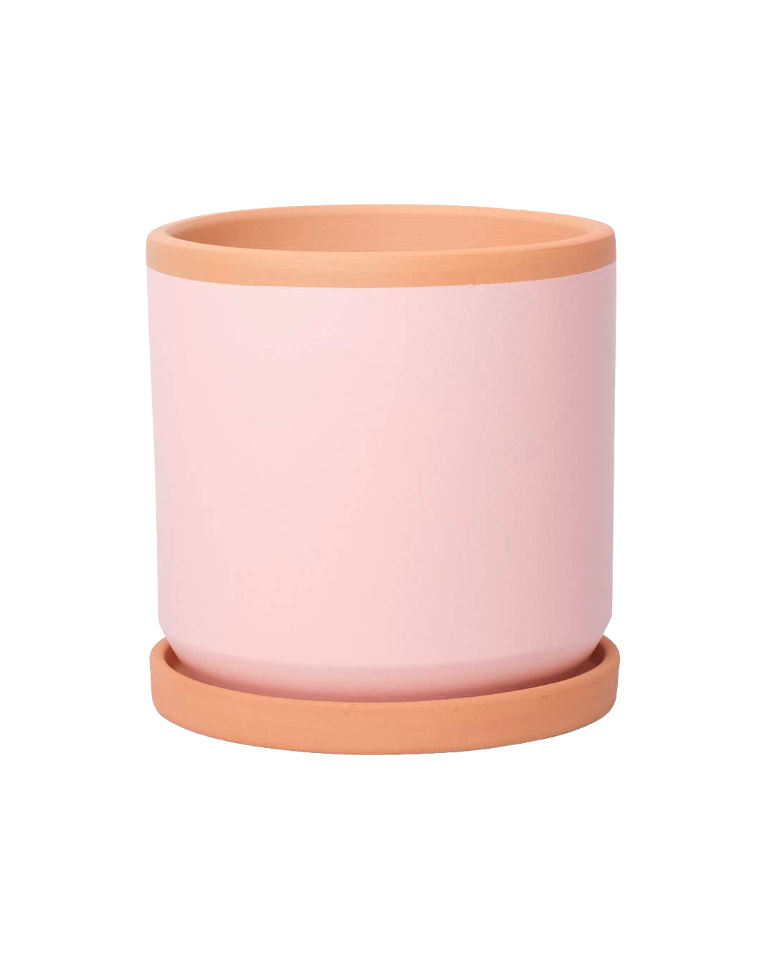 Painted clay pot with saucer – Medium