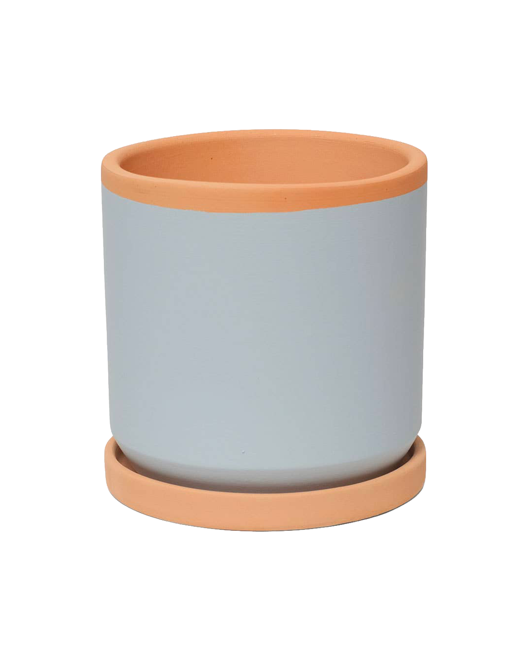 Painted clay pot with saucer – Medium