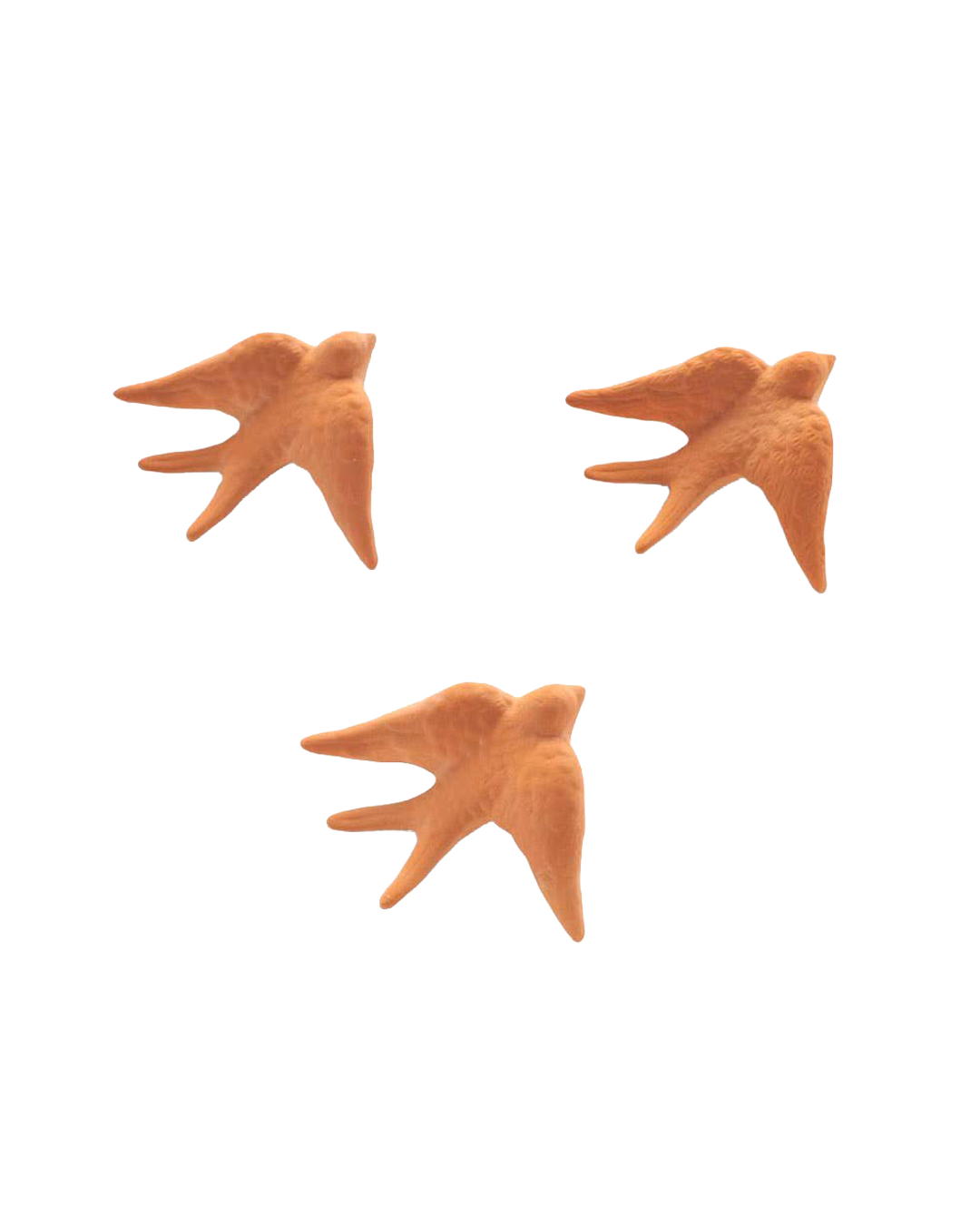 Unglazed clay swallows (set of 3)