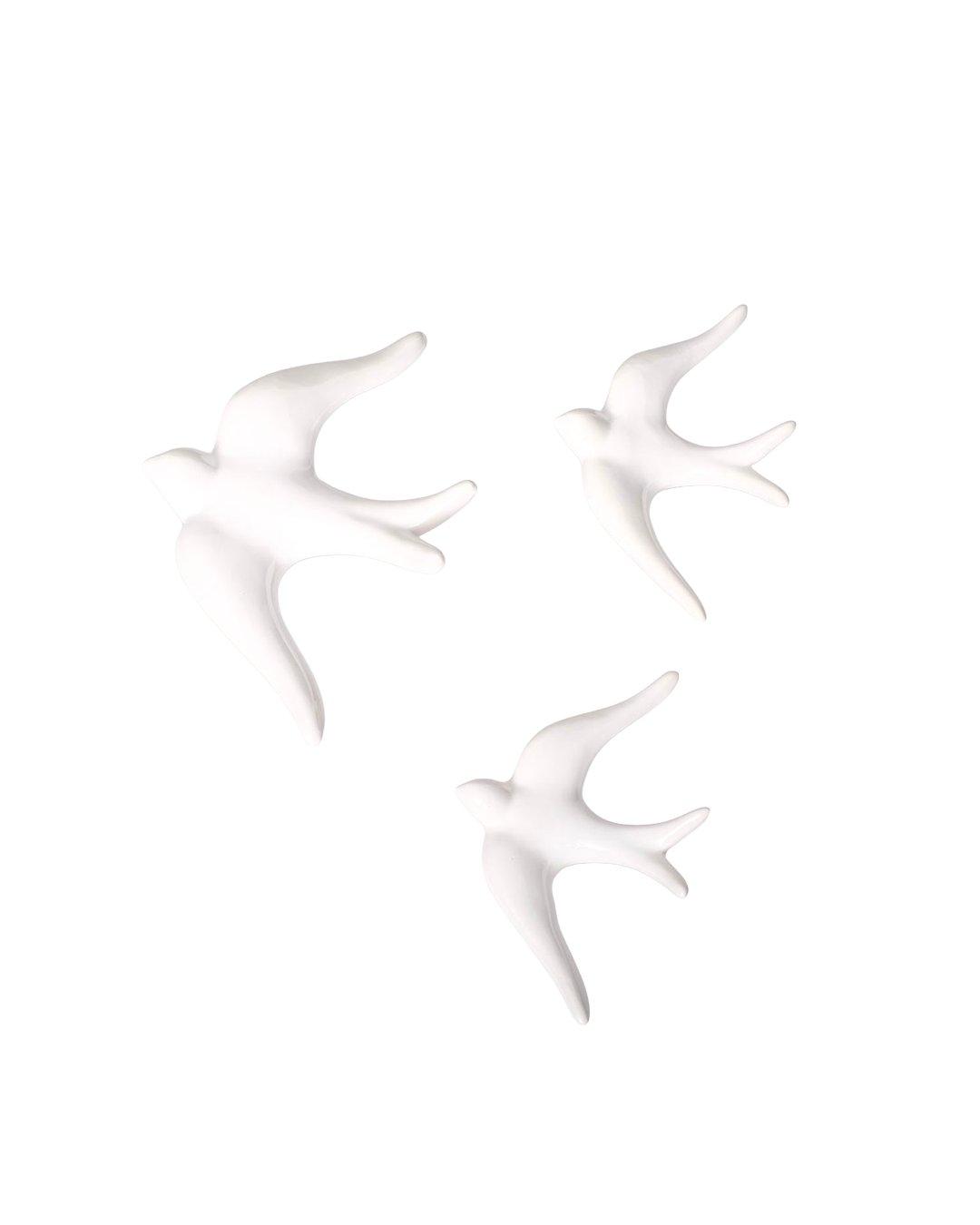 Glazed ceramic swallows (set of 3)