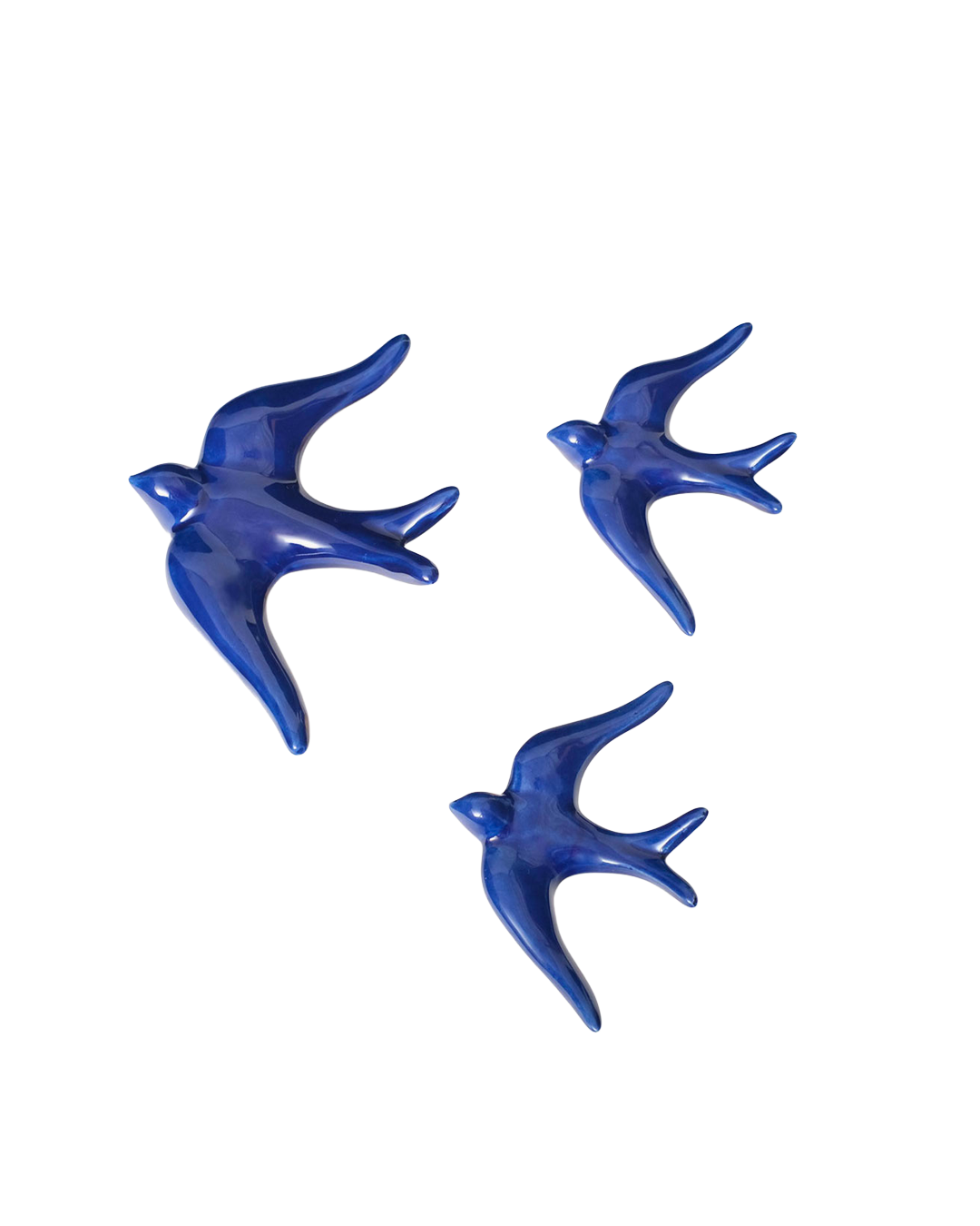 Glazed ceramic swallows (set of 3)