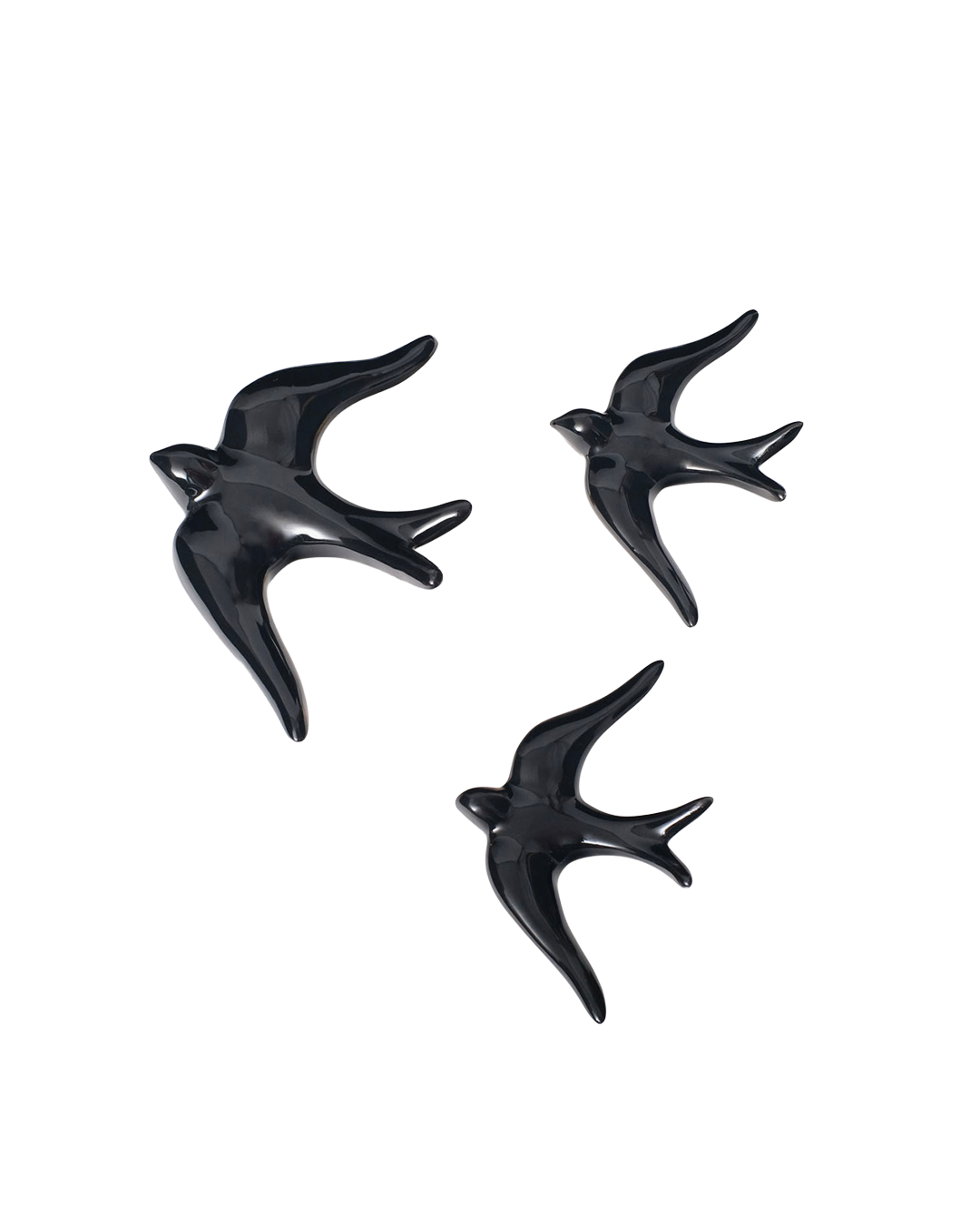 Glazed ceramic swallows (set of 3)