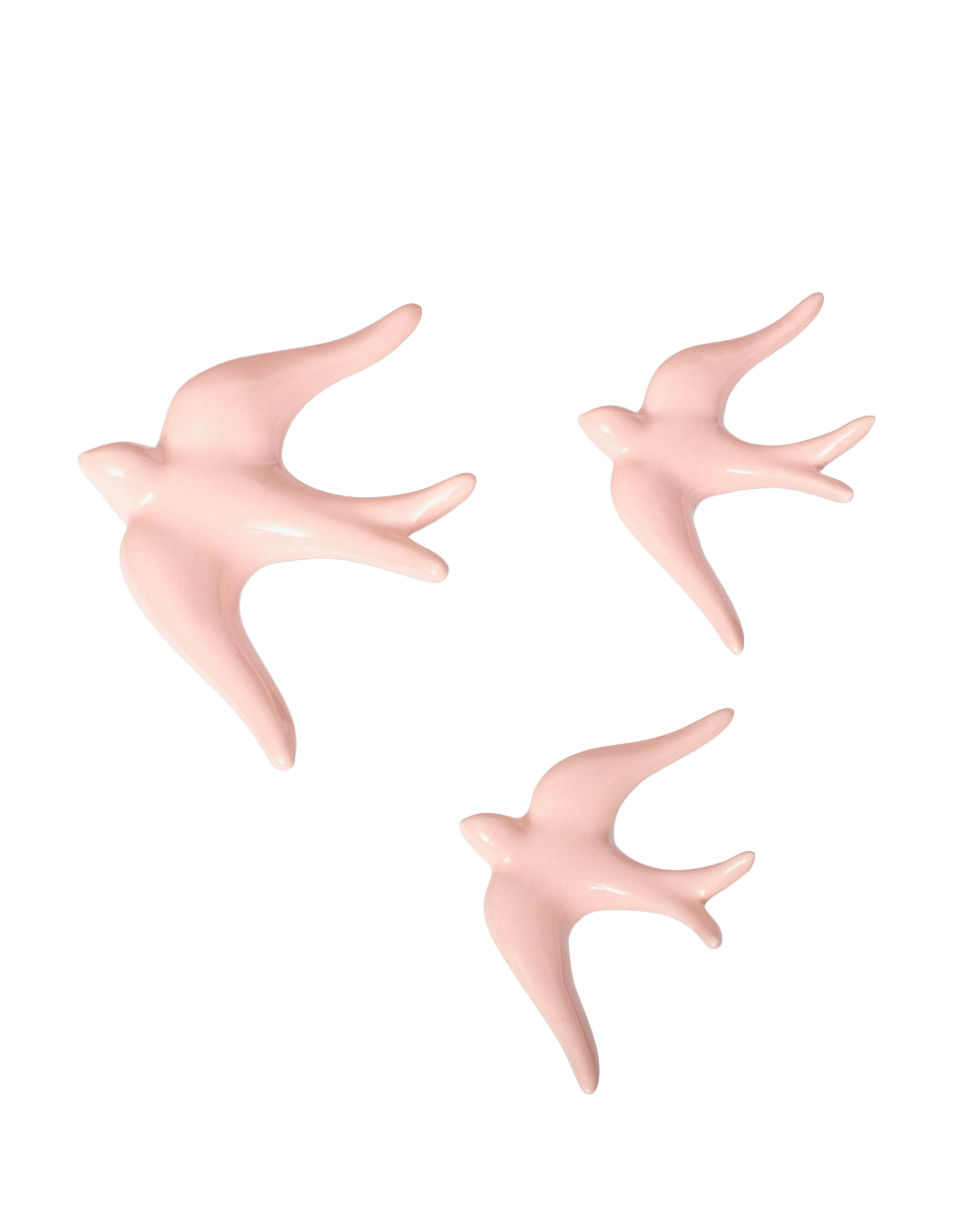 Glazed ceramic swallows, plain (set of 3)