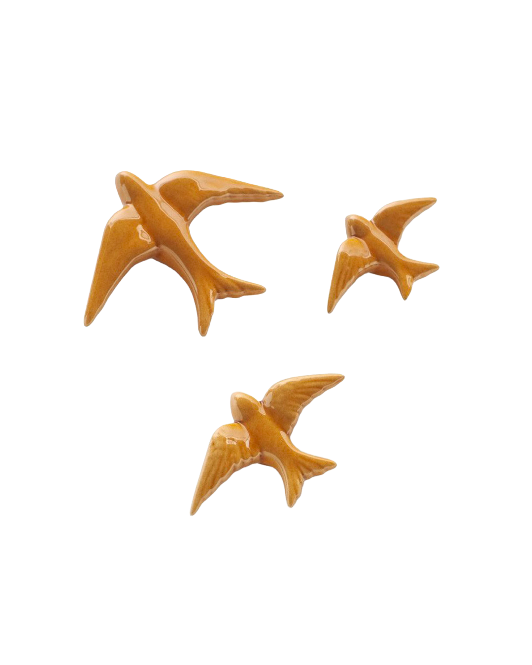 Glazed ceramic swallows (set of 3)