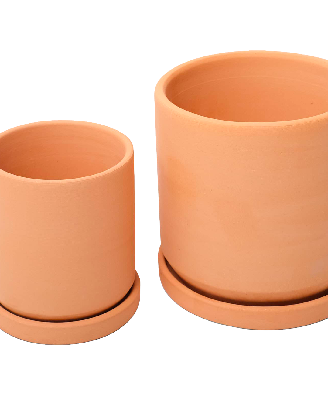 Natural clay pot with saucer – Small