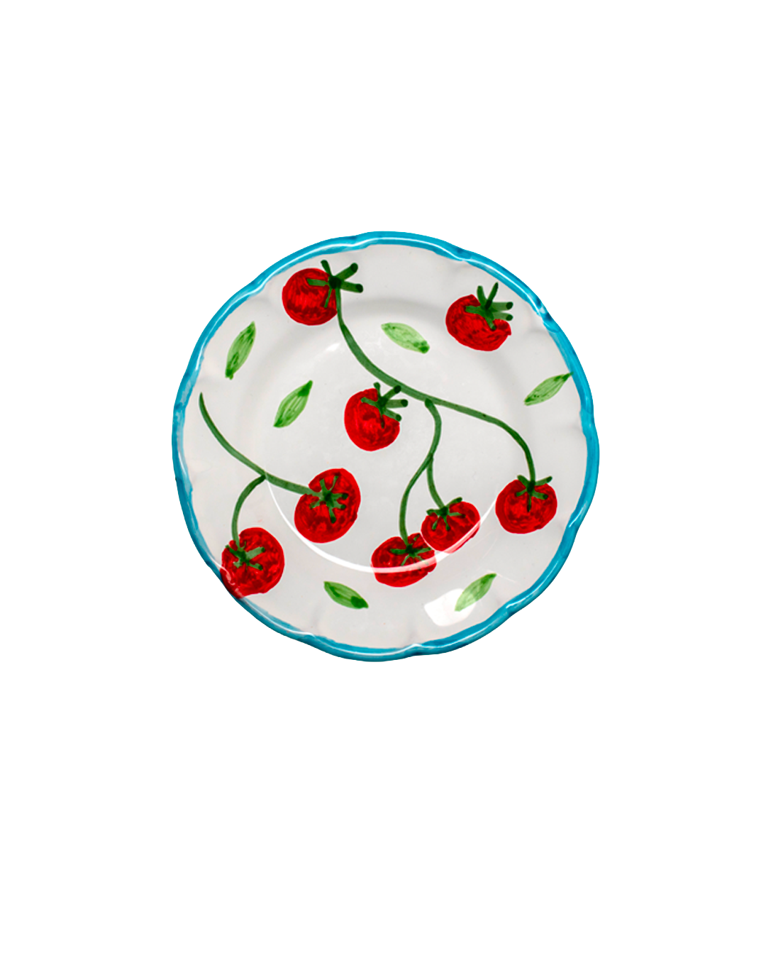Tomato Breakfast Plate - Light Blue Rim