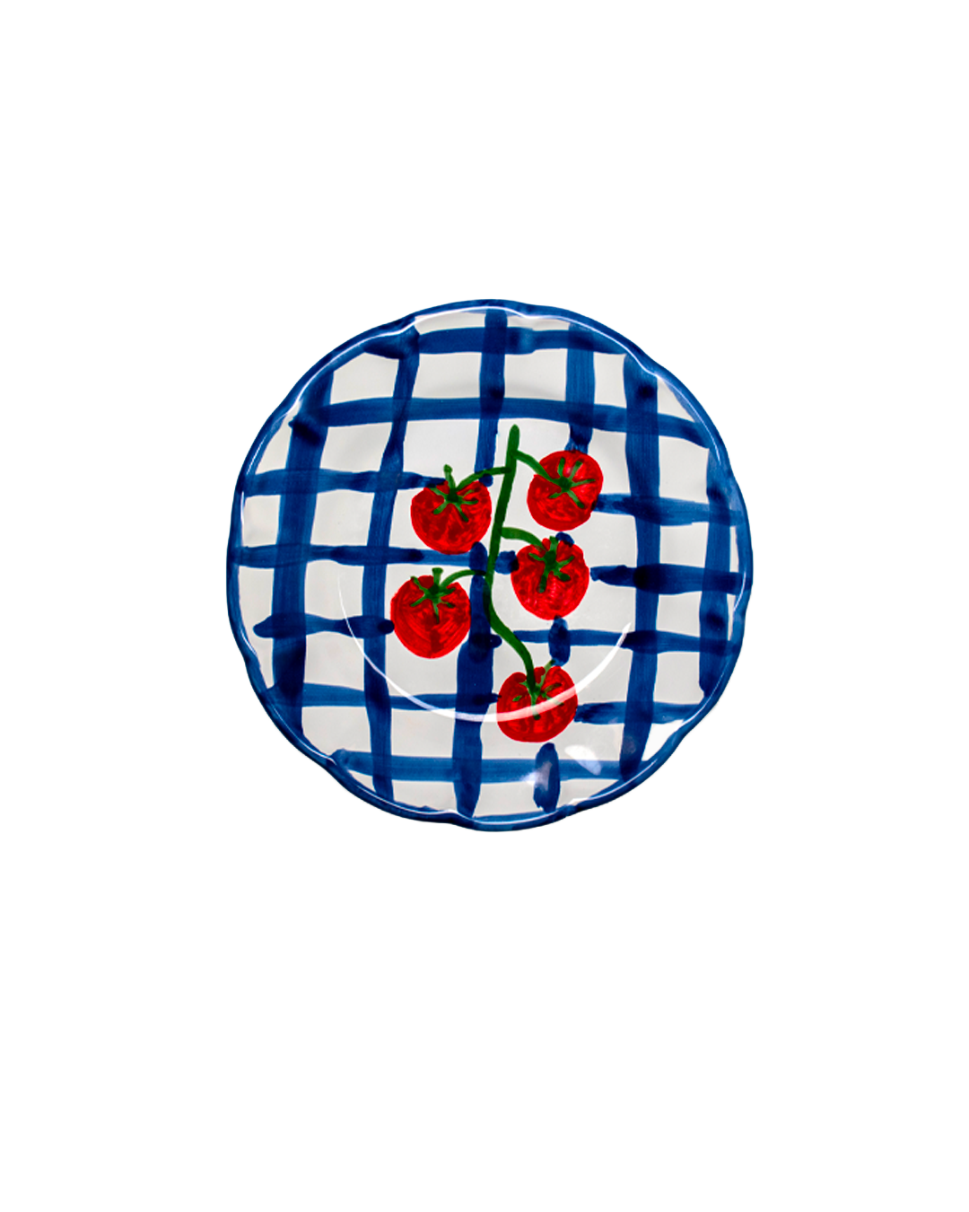 Tomato Breakfast Plate - Blue Stripes