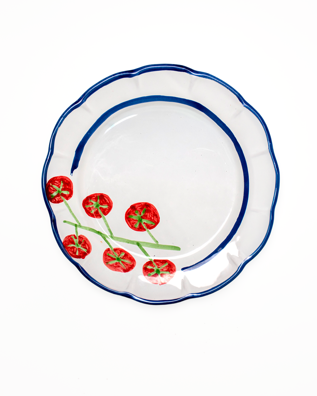 Tomato Dinner Plate - Rim Blue