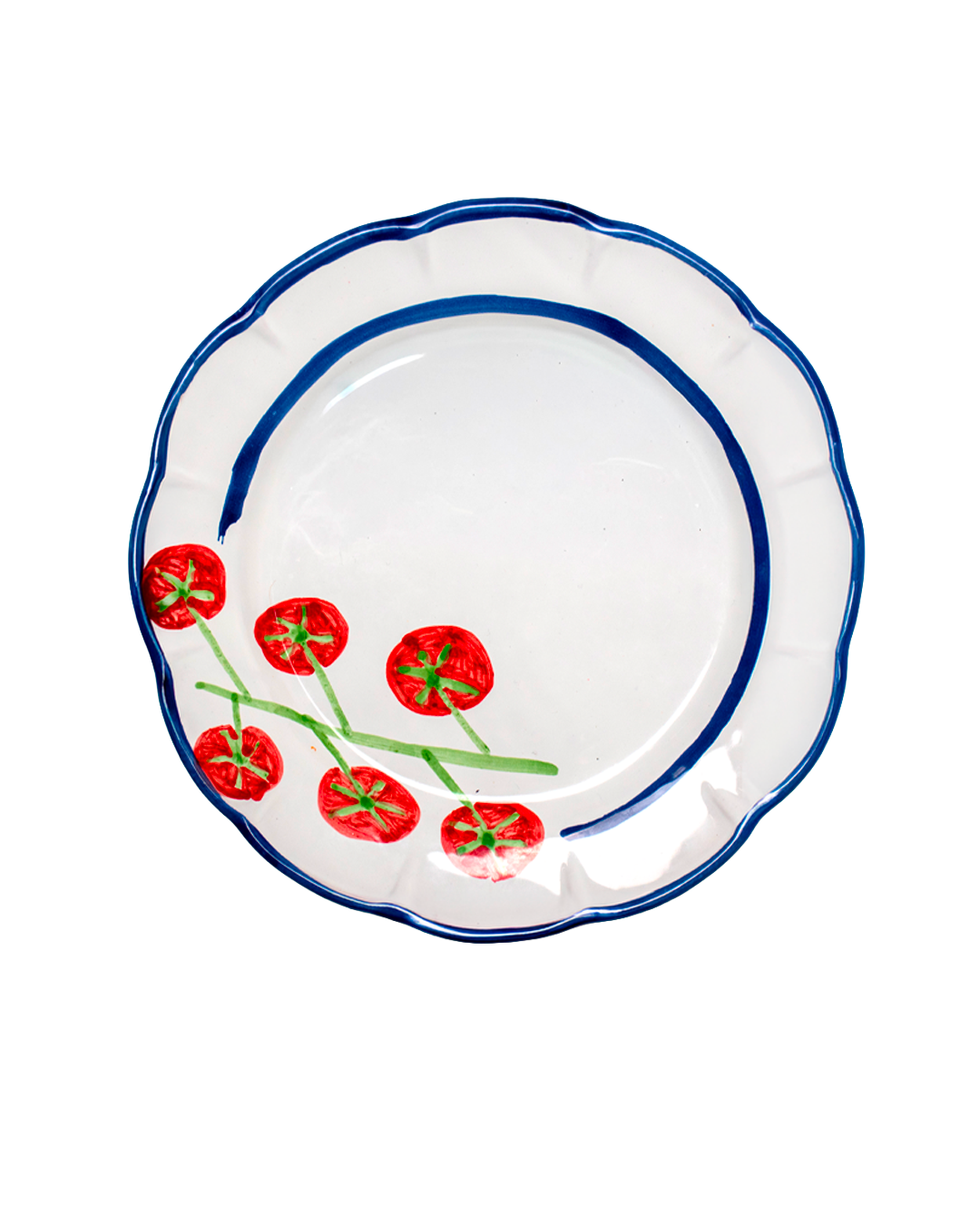 Tomato Dinner Plate - Rim Blue