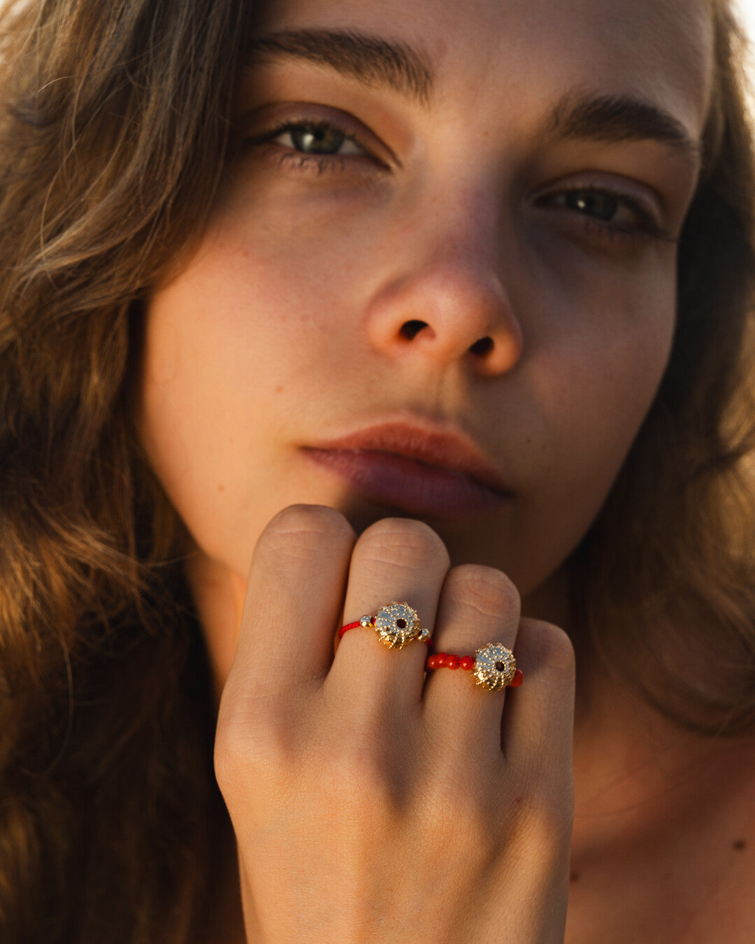 Acqua Doria Red Coral Thread Ring